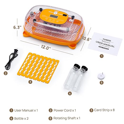 TURBRO 24 Egg Incubator with Automatic Egg Turning, Incubator for Hatching Eggs with Auto-Temperature and Humidity Control, Egg Candler, for Chicken, Duck, Quail, Use in Farm, Home, Classroom, Lab