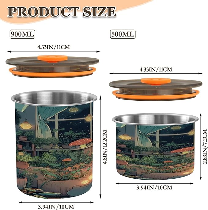 Coffee Canister Night Frog Farmhouse Airtight Stainless Steel Coffee Container, 30 OZ Food Storage Container for Coffee Beans, Ground, Sugar, Tea, Flour, Rice
