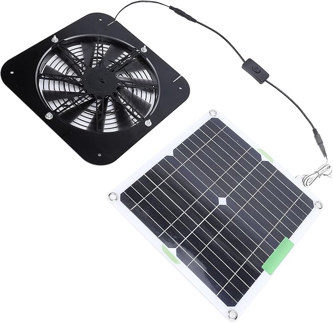ZJchao 100W Solar Fan, 13.5inch Solar Fan for Chicken Coop, Solar Exhaust Fan with Cable Bracket for Greenhouse, Pet House, Chicken Coop, Tree House and RV