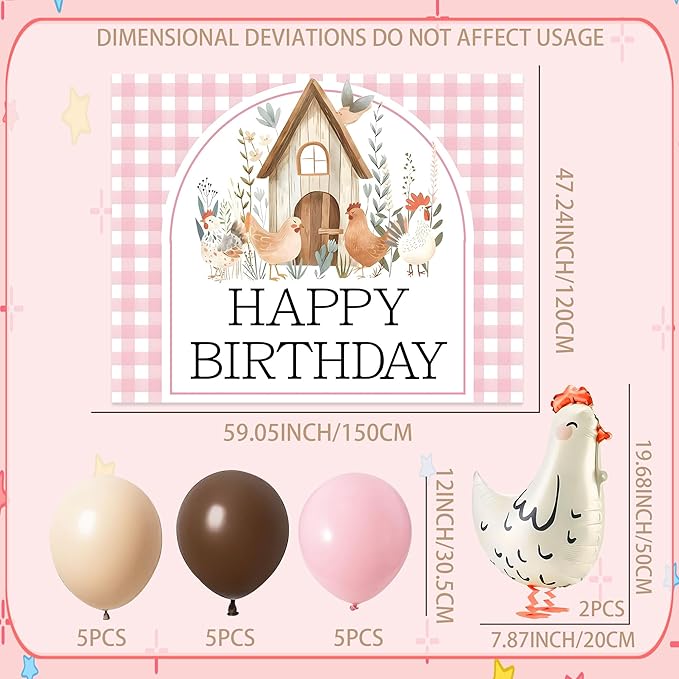 Farm Chicken Birthday Decorations Chicken Balloons This Chick Is One Birthday Party Pink And Orange Party Decorations Pink Orange Yellow Balloons