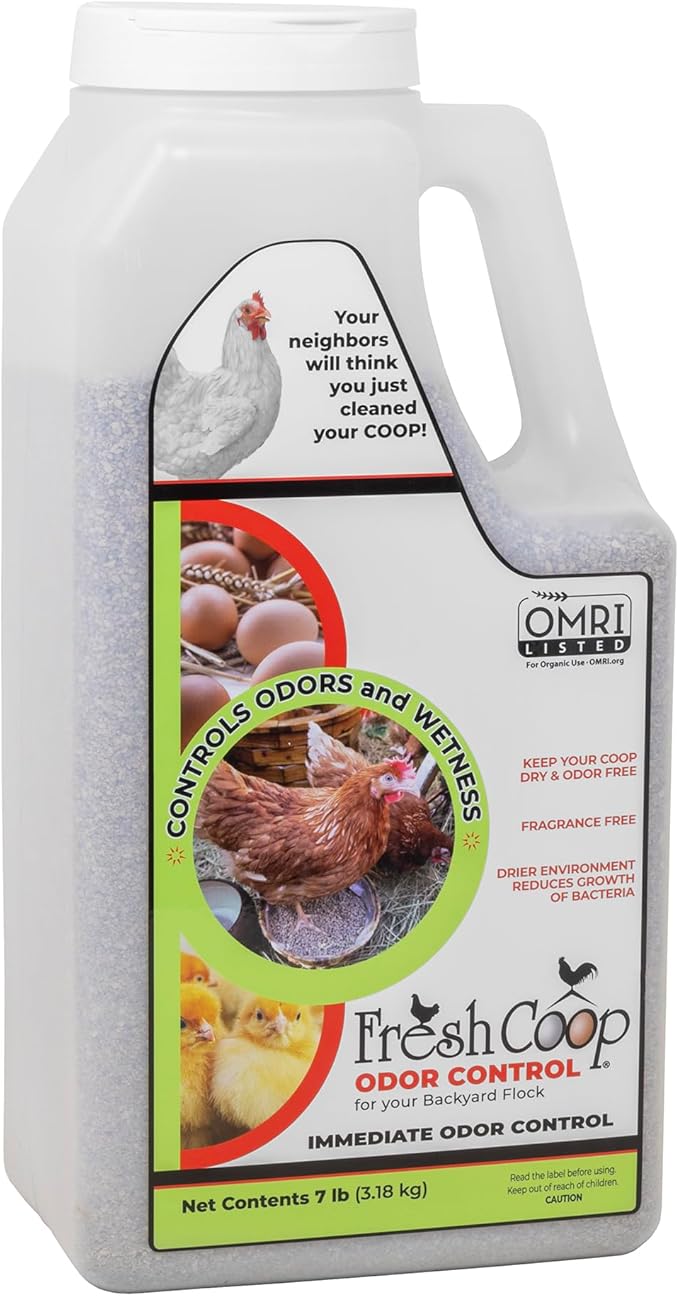 Progressive Planet Fresh Coop Odor Control, 7lb Jug - Ammonia Neutralizer & Moisture Absorption for Poultry - Food-Grade Diatomaceous Earth & Citric Acid - Extends Bedding Life & Improves Freshness