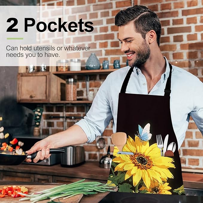 Apron Adjustable Waterproof with Two Deep Pockets Wowen men for Summer BBQ Pool Parties & Resorts
