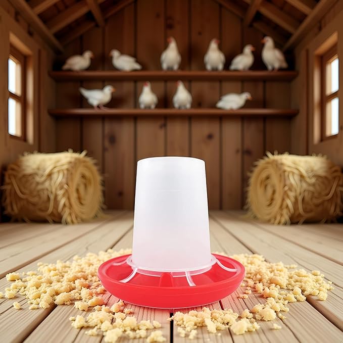1Pc Red Chick Feeder Waterer 0.35Lbs Chicken Feeder 5.4Ounce Chicken Waterer Birds Poultry Feeding Equipment Kit Chick Waterer and Feeder Small Chick,Poultry Feeding Supplies