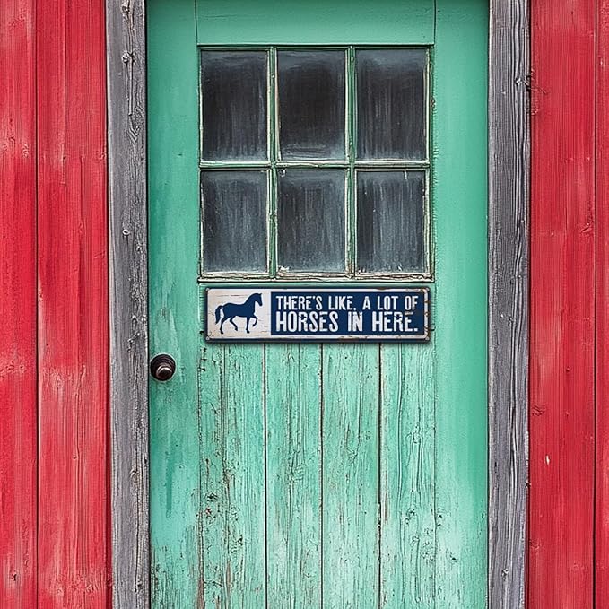 Horse Metal Signs for Outdoor, There's Like A Lot Of Horses in Here Sign, 15.8x4 inches, Decorative Aluminum Wall Plaque, Farm Decor, Funny Horse Lover Home Decor, Horses Owner Gift
