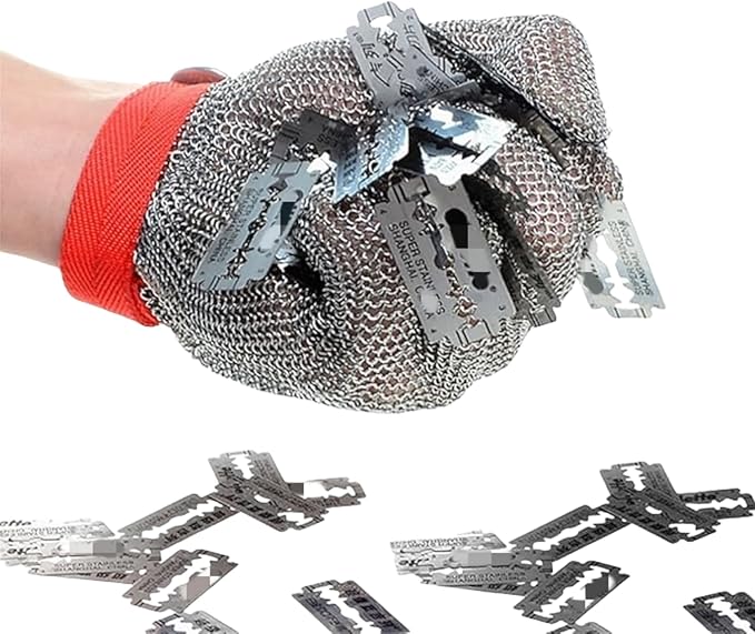 Inf-way 304L Brushed Stainless Steel Mesh Cut Resistant Chain Mail Gloves Kitchen Butcher Working Safety Glove 1pcs