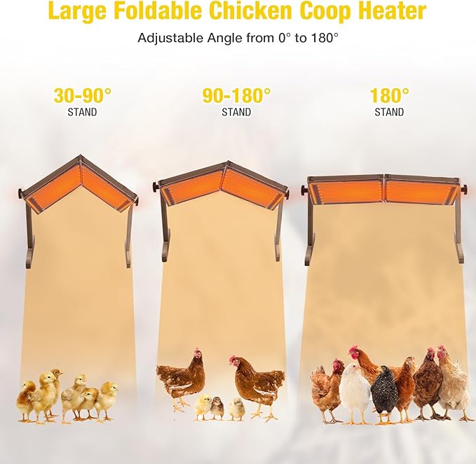 Aivituvin Foldable Chicken Coop Heater for Winter, 120w Large Size Waterproof Chicken Heater for Coop, Radiant Heat Chicks Coop Heater with 2 Heating Plates, Adjustable Temp 70~190℉ (Natural Wood)