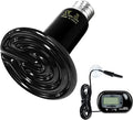 Simple Deluxe 150W Ceramic Heat Lamp Reptile Heat Emitter Heater Lamp Bulb No Light with Free Digital-Thermometer, for Pet Brooder Coop Chicken, Dragon Turtle Lizard Snake Aquarium Tank