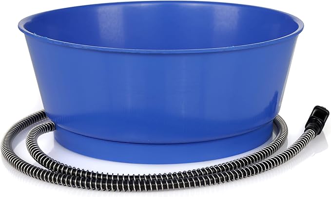 Farm Innovators 1.5 Gallon 60 Watt Outdoor Electric Powered Heated Pet Water Bowl with Thermostatic Control and Anti Chew Cord Protector, Blue