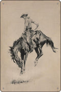 Cowboy Riding Bronco Art Vintage Western Home Decor - 8 x 12 inches Vintage Metal Sign