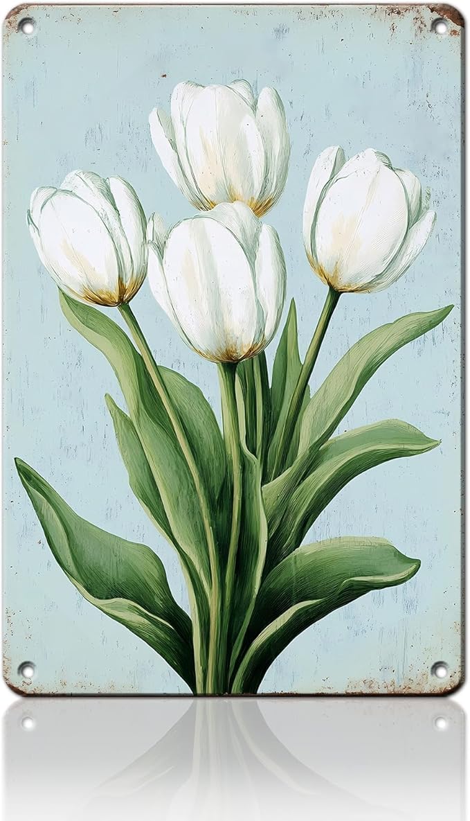 Tulip Vintage Metal Tin Sign for Home Kitchen Bar Coffee Shop Metal Sign 12x16inch