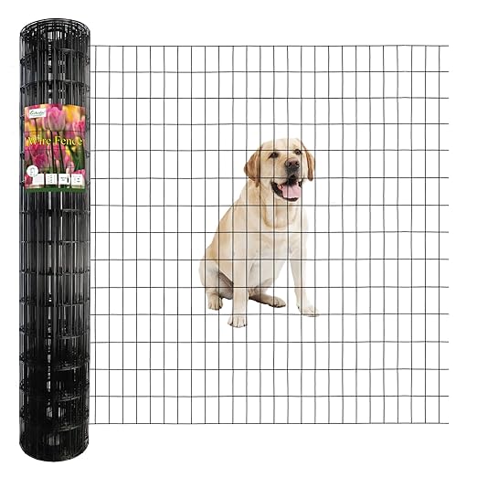 Black PVC Coated Welded Wire Fence 56 Inch x 50 Foot, 2 Inch x 4 Inch 14GA, Garden Border Fencing Roll Vinyl Coating Metal Wire Mesh Hardware Cloth for Yard Vegetable Plant Protection