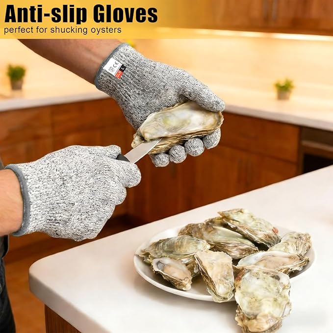 2 Pairs Cut Resistant Gloves Level 5 Protection, Food Grade Cut Proof Gloves, Safety Anti Cutting Glove