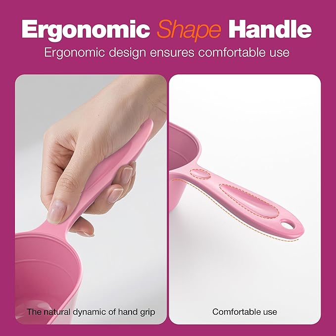 Pet Food Scoop 2 Pack, Dog Cup Capacity Cat Food Scooper With Measuring Lines For Dog, Puppy and Cat Coffee Bean, Flour Scoop Pink