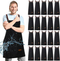 20 Pack Waterproof PVC Aprons Black Heavy Duty Apron with Adjustable Neck Strap Kitchen Apron for Cooking, Dishwashing, Salon, Butcher, Lab, Painting, Ideal Gift for Chef