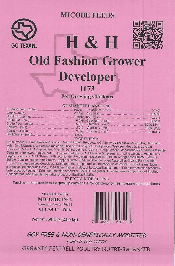 All Natural Chick Grower/Developer Freshly Milled: Non-GMO, Soy Free, Corn Free, with Organic Fertrell Vitamins and Minerals (20lb)