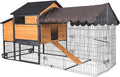 GUTINNEEN Mobile Chicken Coop Upgraded with All Arounded Metal Frame Expandable Hen House with Super Large Wheels for 4–6 Chickens, 3 Nesting Boxes, Metal Run, 85" L