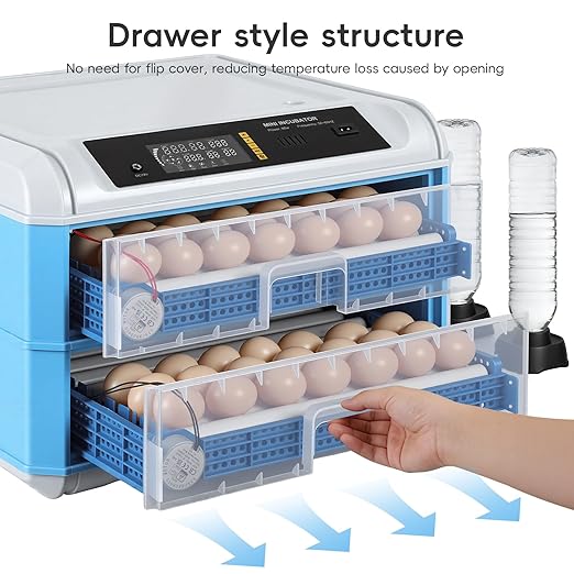120 Egg Incubator, Automatic Incubator for Hatching Eggs, with Auto Egg Turner, Temp & Humidity Control, Poultry Hatching Incubators for Chicken Duck Quail Eggs,Ideal for Farm, School and Lab (Blue)