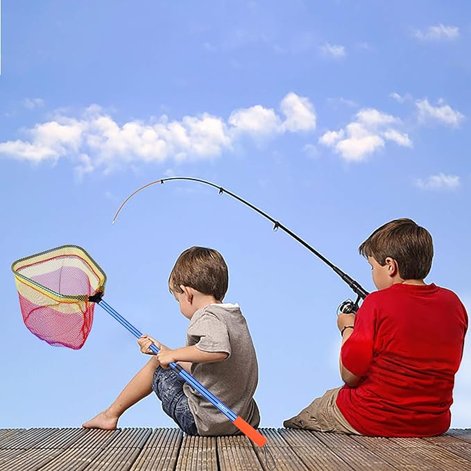 Kids Fishing Net - Telescoping Bait, Minnow, and Butterfly Net With 11.4" Depth, Handle Extends to 30" for Easy Catch and Release