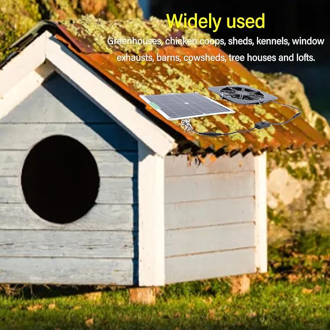 100W Solar Exhaust Fan for Chicken Coop: 13.5Inch Solar Powered Ventilation Fan for Greenhouse, Shed, Rv and Dog House