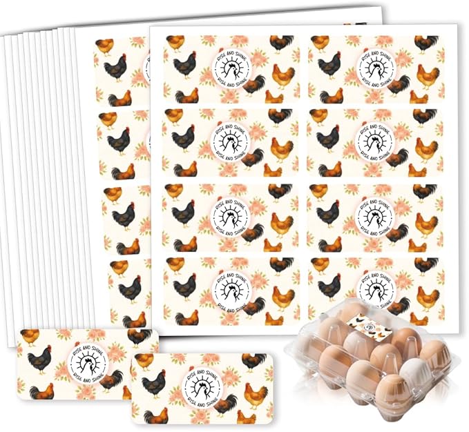 160 Pcs Farm Fresh Eggs Carton Labels, 4 x 2 Inch Rectangular Floral Printed Unwashed Eggs Labels Self-Adhesive Egg Packaging Stickers for Chicken Egg Box Container Farm Supplies