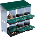 Chicken Nesting Boxes, 6 Holes Metal Chicken Egg Laying Box with Swing Perch and Rollout Egg Collection,for Various Chicken Breeds Without Stand - Green 0.6mm
