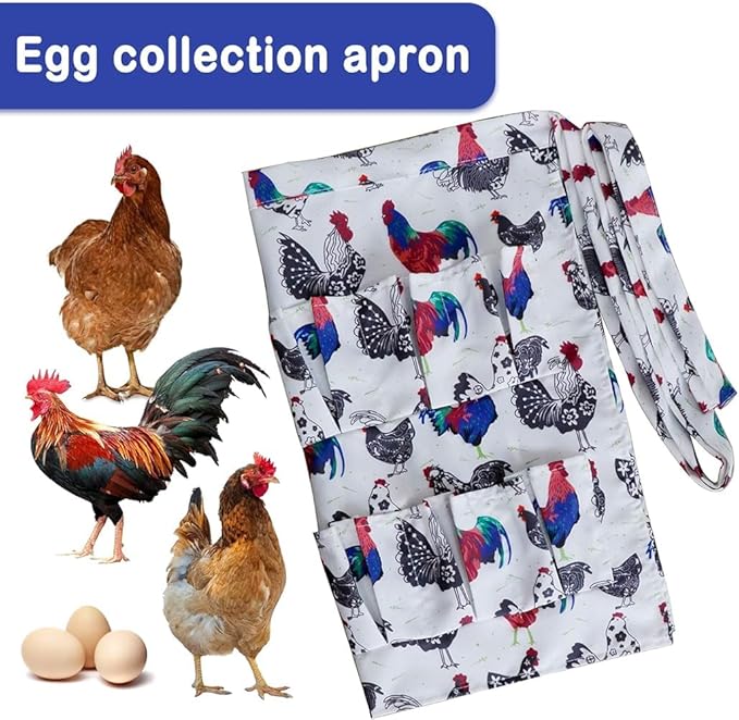 Egg Apron with 12 Deep Pockets, Egg Collecting Apron for Chicken Duck Goose Eggs, Gathering Holding Apron for Housewife Farmhouse