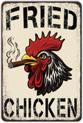 Fried Chicken Metal Signs Farm Chicken Cock Hen Tin Sign Rooster Wall Decor Bar Pub Home Garage Restaurant Garden Yard Decor12x8 Inch