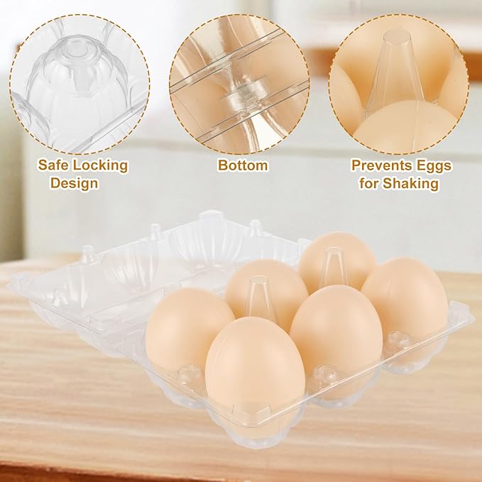CYEAH 100 Pack Egg Cartons, Chicken Egg Carton 6 Count, Plastic Blank Egg Cartons, Half Dozen Egg Cartons Empty Plastic Egg Carton, Clear Blank Egg Tray for Home Ranch Farm Market Display