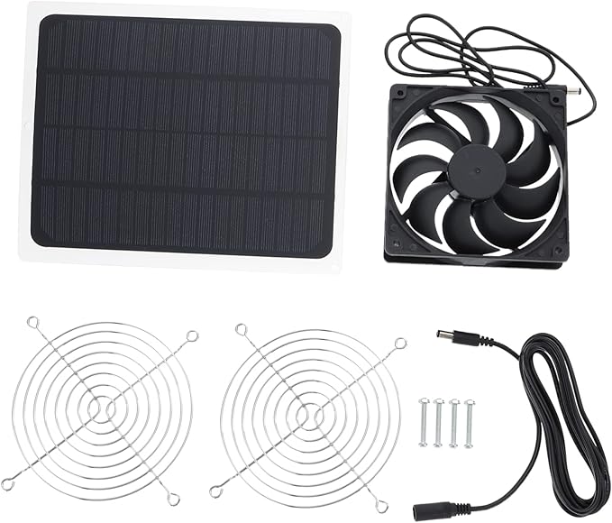 Totority 1set Solar Powered Fan for Chicken Coop and Small Ventilation for Greenhouses and Outdoor Spaces