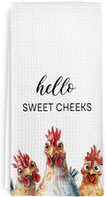 Funny Chicken Rooster Gifts Kitchen Towels and Dish Towel, Hello Sweet Cheeks Bathroom Decor, Rooster Decor Hand Towels, Chicken Decorative Dish Tea Hand Towel for Bathroom Kitchen, 16x24