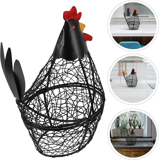 ABOOFAN Chicken Basket Holder Decorative Wire Basket for Fresh Eggs Creative for Kitchen Storage and Organization for Home and Restaurant Use