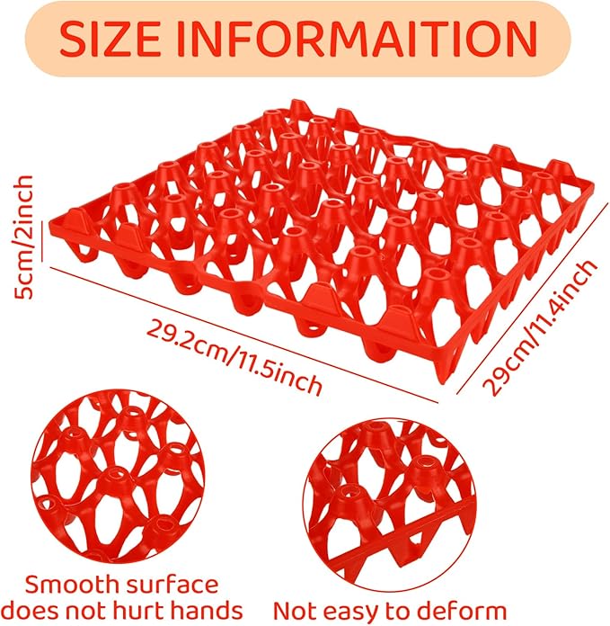 12 Pack Plastic Egg Tray, Red Bulk Egg Cartons 30-Egg Flats, Stackable Egg Racks Egg organizer Crates, Plastic egg crate Farm Products for Storing, Sorting, Shipping Eggs