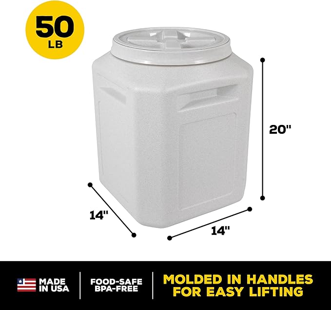 Gamma2 Vittles Vault Pet Food Storage Container Bundle - 50lbs [14" L x 20" H] & 35lbs [12" L x 16.75" H] Airtight Sealed Dog and Cat Food Containers, Made in USA