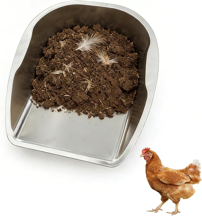 Transfer-Focused Chicken Poop Scooper for Coop, Multi-Purpose Stainless Steel Hand Scoop for Transferring Manure, Chicken Sand, Litter, Bedding, Trash & Chicken Feed, Essential Coop Supplies