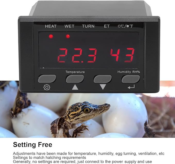 Digital Temperature Controller, 220V/110V Automatic Egg Incubator Thermostat Incubator Temp Humidity Controller
