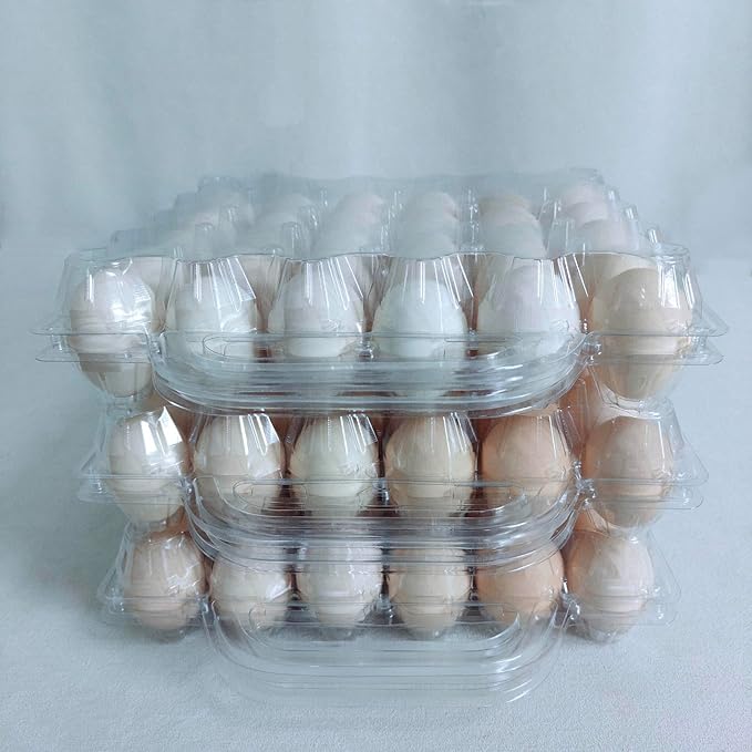 30 Pack Portable Egg Cartons,Reusable clear egg carton cheap bulk, Suitable For Storing Egg in Farmers Markets, Supermarkets, Kitchens(5 * 6)