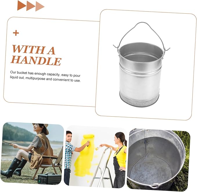 Alipis Multi-Function Heavy Duty Metal Bucket for Water Laundry and Farm Use Portable Water Container Convenient Handle for Cleaning Painting