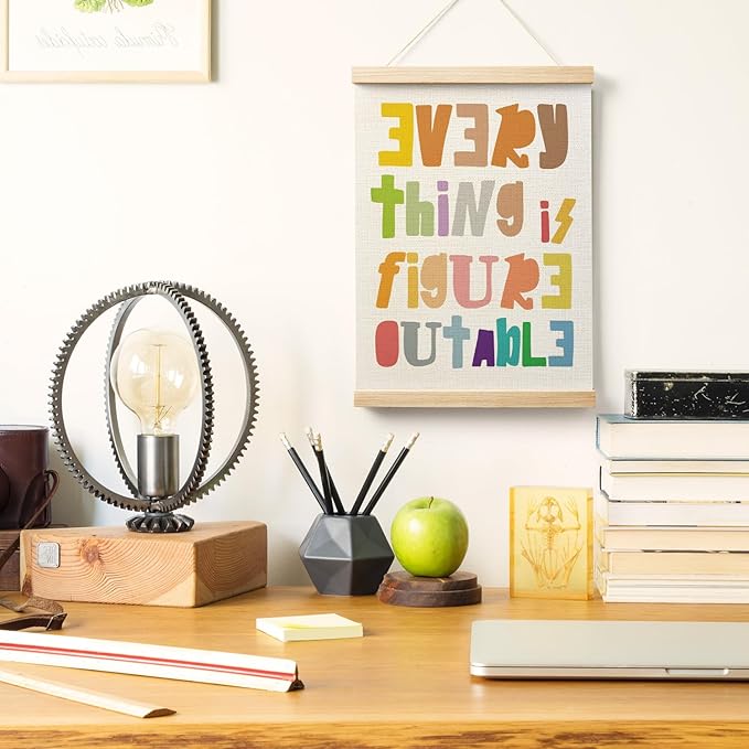 AQYIP Everything is Figureoutable Inspirational Wall Art Decor, Boho Classroom Decor, Positive Affirmations Poster Canvas Prints for Kids Room Home Classroom Wall Decoration, 12x16 Inch