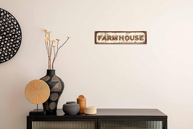 Vintage Tin Farm House Sign Retro Metal Sign Suitable For HomeFarm Garden - Multi-Purpose For Indoor/Outdoor Use Plaque 4x16 Inch