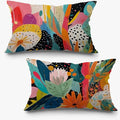 Abstract Boho Floral Pillow Covers 12x20 Set of 2, Maximalist Colorful Flower Botanical Lumbar Throw Pillow Covers for Home Bedroom Living Room, Modern Room Decor