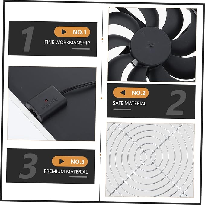 VANZACK 1 Set Solar Powered Fan for Chicken Coop Small Cooling Fan for Pet House Portable Outdoor Use for Greenhouse and Livestock Farm