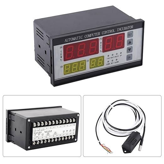 Multifunctional Automatic Incubator Thermostat Temperature Humidity Controller for Eggs Black