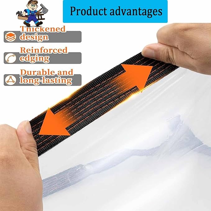 10x22 FT Clear Tarp - Heavy Duty Waterproof Plastic Tarps with Grommets, Outdoor Garden Rainproof Covering, Transparent Tarpaulin for Patio Enclosure Roofs Greenhouse Plant Chicken Coop Cover