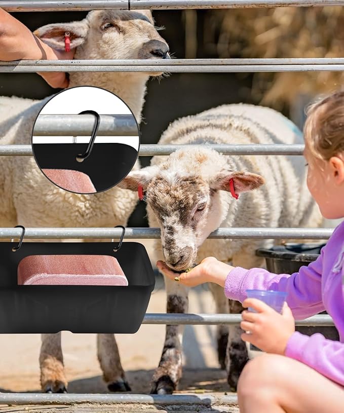 Chicken Feeder, 3 Pack, Poultry Feeders and Waterers, Hanging Goat Feeder, Livestock Fence Feeder, Feed Trough and Waterer Bucket with Clips, Black