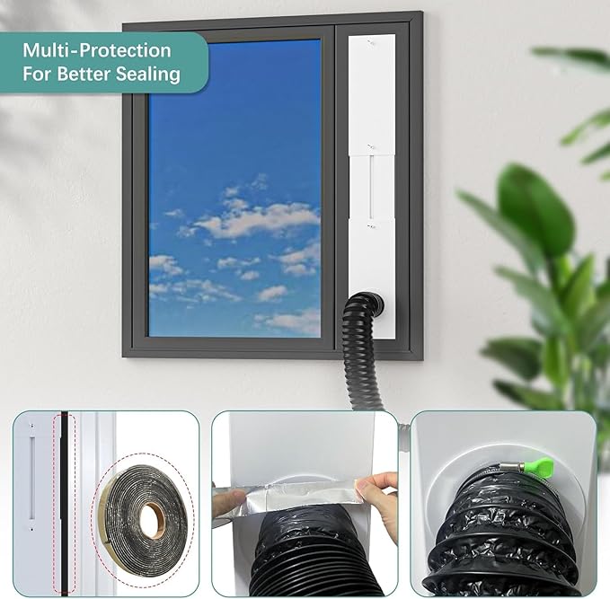 Dryer Vent Window Kit, 4 inch Adjustable Window Vent Kit for Exhaust Ventilation(Adjustable Up to 47 inches)