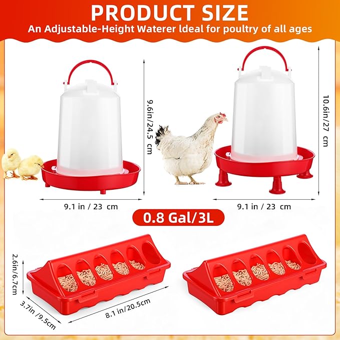 4 Pcs Heated Chicken Waterer for Winter, Poultry Feeder, Poultry Heated Constant Temperature Fountain with Leg Support for Chicken Coop Chicks Birds(3l)