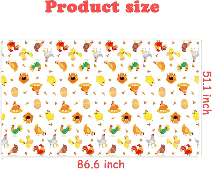 umoni Chicken Party Tablecloth Chicken Birthday Party Supplies 2PCS Chicken Birthday Table Covers Farm Chick Theme Tablecloths for Yard Hen Baby Shower Table Decor