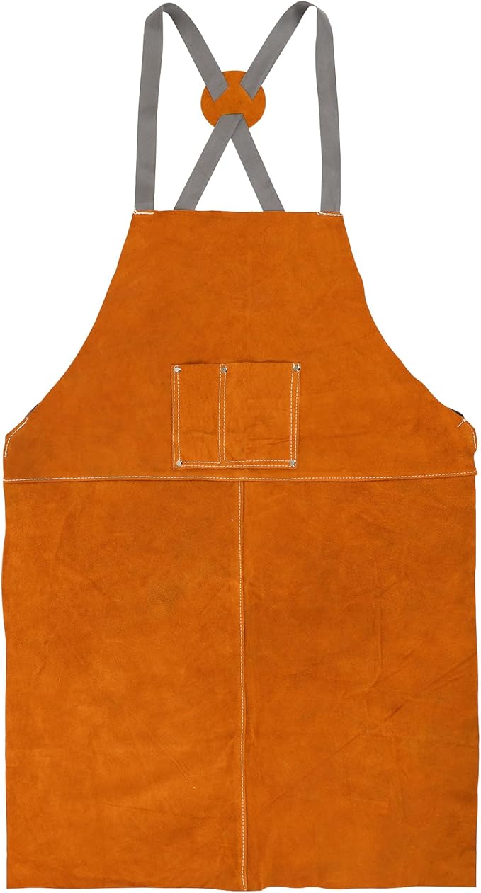 Leather Apron, Welding Apron, For Men, Blacksmith, Work Bib, Heat Resistant, Welder Gear, Forging, Woodworking, Wood, Metal Working, Blacksmithing, Shop Clothing, Flame/Heat Resistant, 23 x 35 Inch