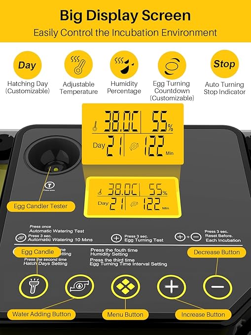 48 Incubators for Hatching Eggs, Eggs Incubator with Egg Candler, Automatic Turner, Temperature and Humidity Control, Incubator for Chicken, Duck, Quail Eggs, Ideal for Farm, School and Lab
