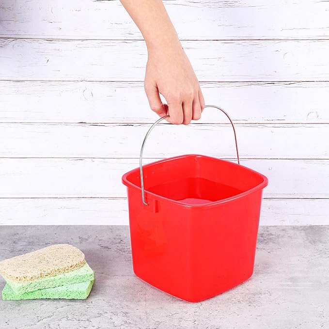 4 Pack Small Cleaning Pail, Square Detergent Bucket with Spout and Handle for Home, Offices, School, Commercial Use